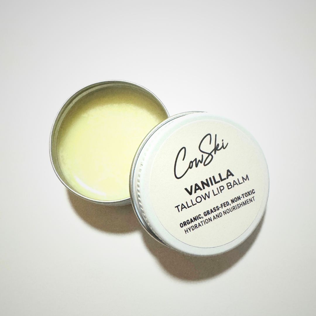 Vanilla tallow lip balm in a tin no honey