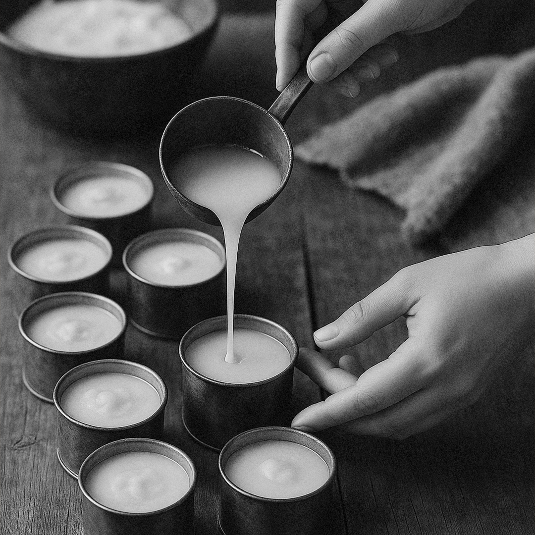 Historical use of golden beef tallow shown in glass jar.